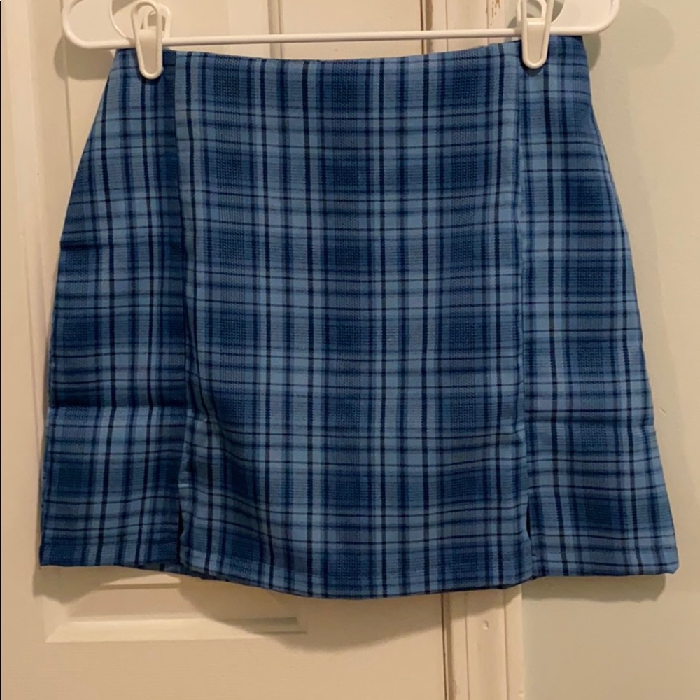 Blue Plaid Miniskirt